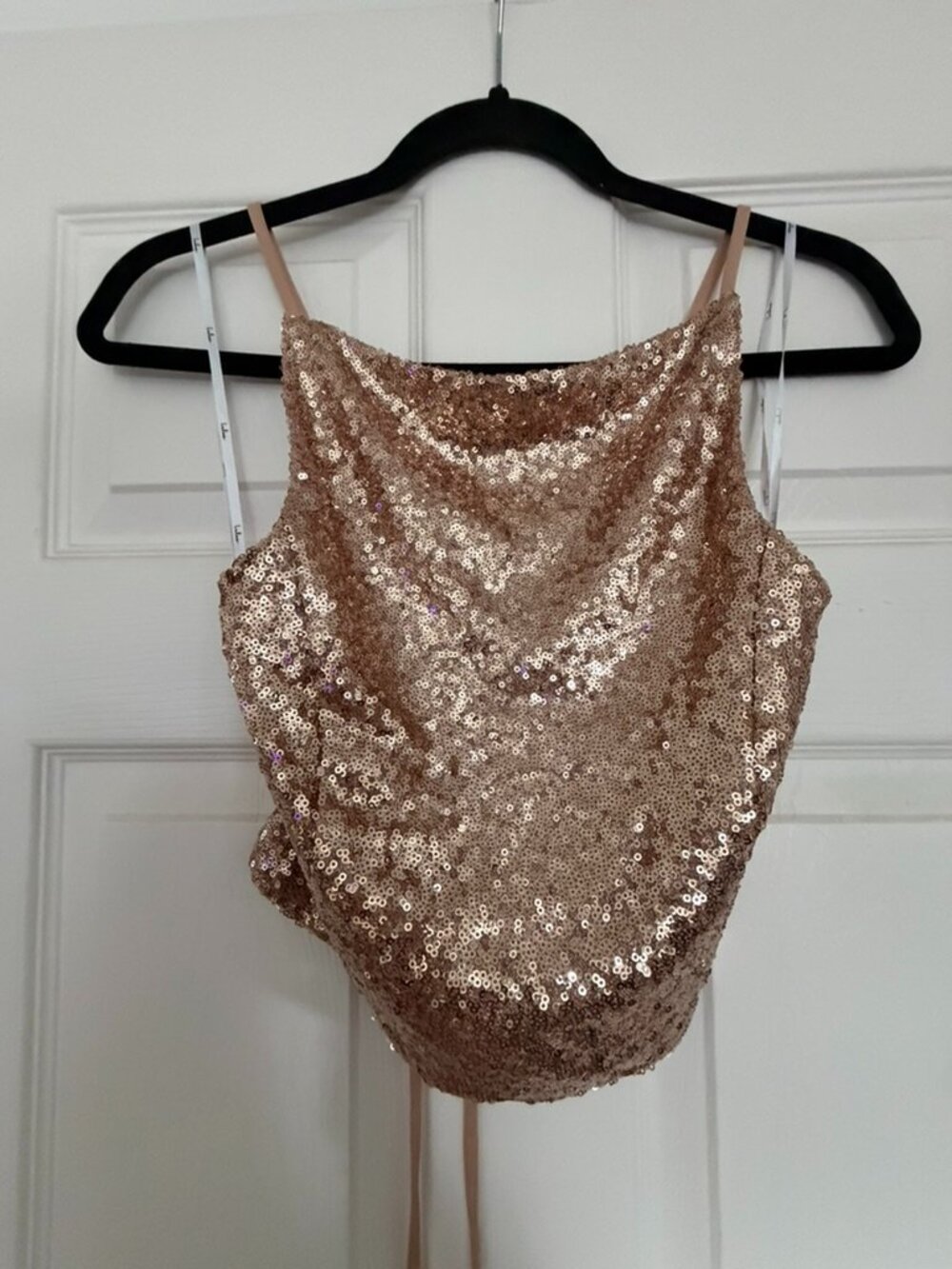 Lulus Irreplaceable Shine Rose Gold Sequin Lace-up Crop Top